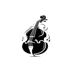 Low End Reverberation: Black Vector Silhouette of a Double Bass, Classic Double Bass Illustration- Double Bass vector