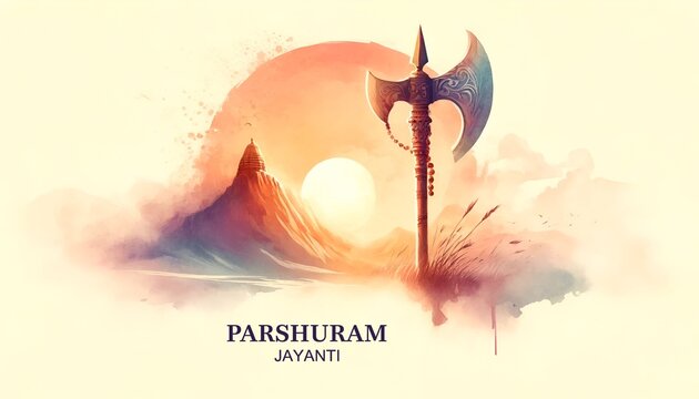 Watercolor illustration suitable for parshuram jayanti celebration.