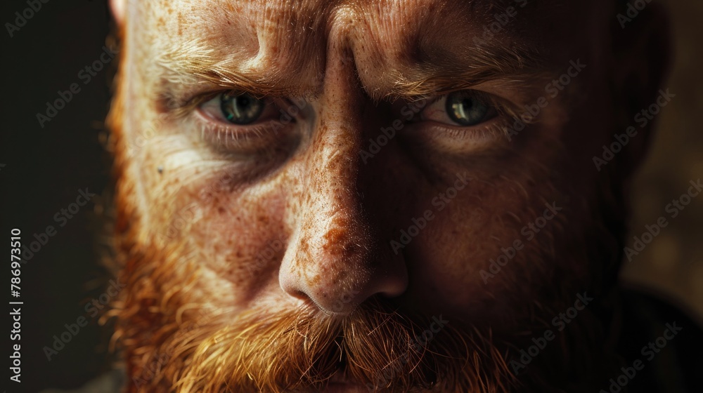 Aufkleber a detailed close-up shot of a man with a beard. suitable for various projects