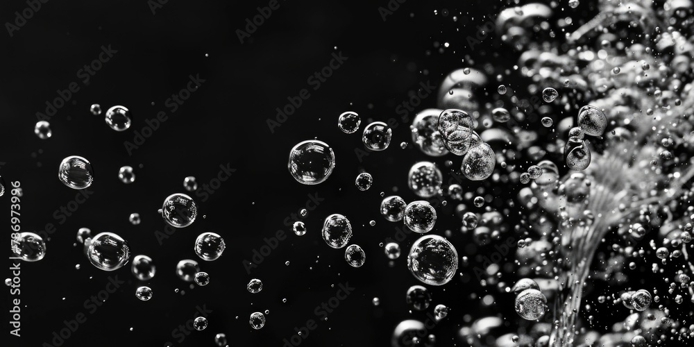 Poster colorful bubbles floating in the air, suitable for various designs and projects