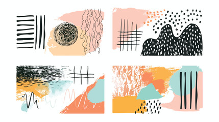 Trendy Backgrounds Patterns. Four Doodle Shapes 