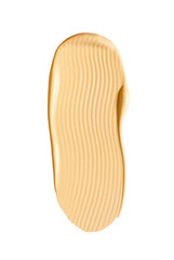 creamy cosmetic texture of golden shining color cosmetic smear on transparent background