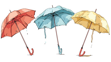 Umbrellas in Four positions. Open and folded umbrella
