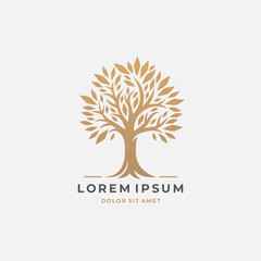 Obraz premium Abstract tree logo icon. Universal creative tree logotype. Vector tree of life symbol.