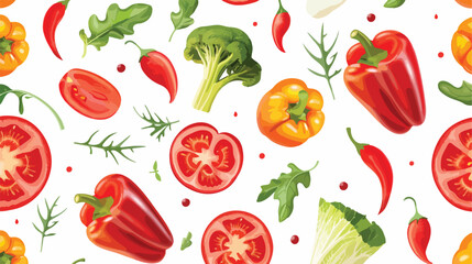 Veggie food red seamless pattern Vector illustration