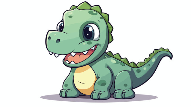Cute colored dinosaur doodle. Vector illustration in