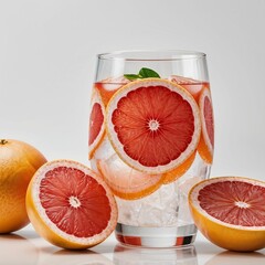 A refreshing drink with sliced grapefruit 