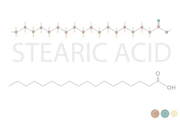  stearic acid molecular skeletal chemical formula - obrazy, fototapety, plakaty