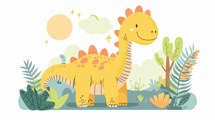 Cute dinosaur. Colorful baby illustration. Vector isolated