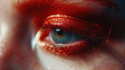 Close-up of a person's eye with glitter, suitable for beauty and fashion concepts