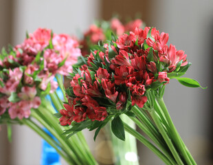 beautiful large bouquet of red and pink flowers