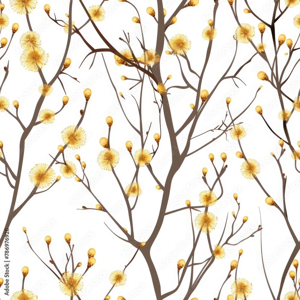 Poster A beautiful pattern of yellow flowers on a clean white background. Perfect for adding a touch of nature to any design project