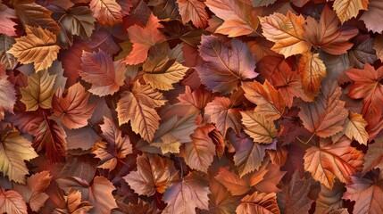 A bunch of leaves laying on the ground, suitable for autumn themes - obrazy, fototapety, plakaty