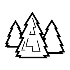 Stylized illustration of fir trees. Nature icon for outdoor design.