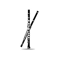 Whispers of Melody: Black Vector Silhouette of a Flute, Essence of Tranquil Musical Expression, Flute Illustration, Flute Vector stock. © Wolfe 