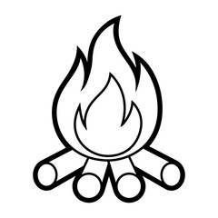 Stylized illustration of campfire. Nature icon for outdoor design.