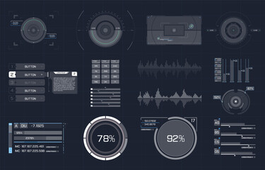 futuristic user interface with elements of infographics. 
User display. abstract space interface