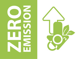 Zero Emission. Net zero label stamp design leaves Zero Emission carbon eco stamp symbol Vector