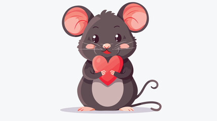 Cute mouse with heart and baw vector illustration isolated