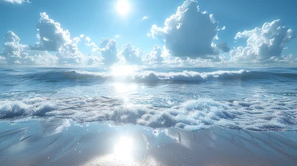 Store enrouleur sans perçage Réflexion Sun's radiance reflecting off the rippling waves of an azure ocean under a clear sky