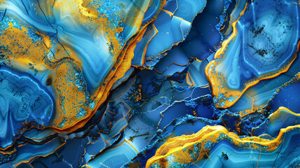 Blue and yellow mineral abstract background
