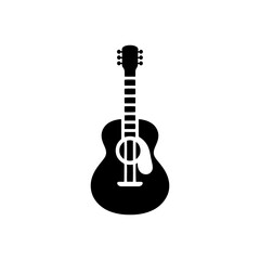 Black Vector Silhouette of a Guitar, Symbol of Musical Harmony and Expression- Guitar Illustration- Guitar vector stock.