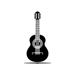 Obraz premium Black Vector Silhouette of a Guitar, Symbol of Musical Harmony and Expression- Guitar Illustration- Guitar vector stock.
