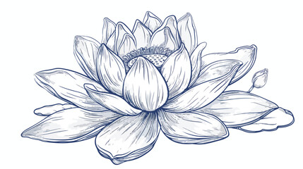 Graphic hand drawn lotus flower vector card Vector illustration