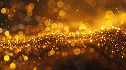 Shimmering gold particles float in the background - obrazy, fototapety, plakaty