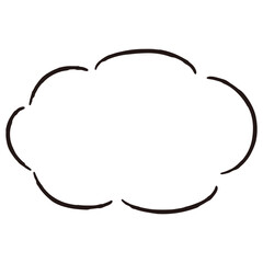 シンプルでおしゃれな手描きの吹き出し（白黒・単体・横書き）