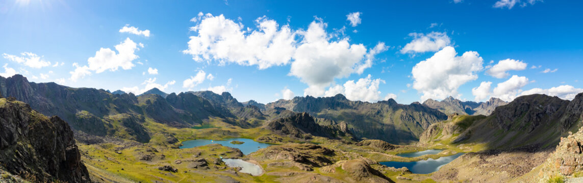 Panoramic view of Yedigoller on the Kackar Mountains in Ispir Erzurum Turkey