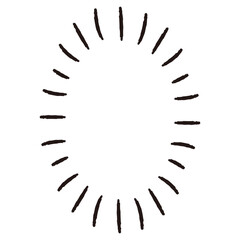 集中線のシンプルな手描きふきだし（白黒・単体・縦書き）