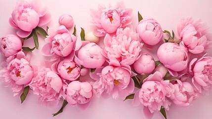 Beautiful Pink Peonies Arrangement on a Soft Pastel Background