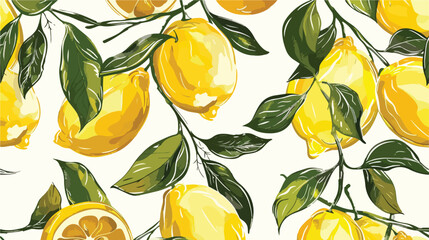 Hand drawn abstract lemons. Colored vector seamless pa