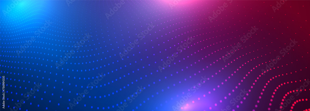Poster futuristic technology glowing particle wave. 3d wave point fractal grid science futuristic audio vis