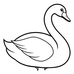 swan isolated mascot,swan silhouette,swan vector,icon,svg,characters,Holiday t shirt,black swan drawn trendy logo Vector illustration,swan line art on a white background