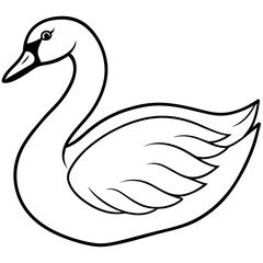 swan isolated mascot,swan silhouette,swan vector,icon,svg,characters,Holiday t shirt,black swan drawn trendy logo Vector illustration,swan line art on a white background
