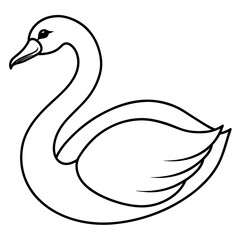 swan isolated mascot,swan silhouette,swan vector,icon,svg,characters,Holiday t shirt,black swan drawn trendy logo Vector illustration,swan line art on a white background