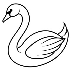 swan isolated mascot,swan silhouette,swan vector,icon,svg,characters,Holiday t shirt,black swan drawn trendy logo Vector illustration,swan line art on a white background