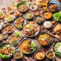 Fototapeta na wymiar Including food dishes on a table