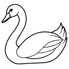 swan isolated mascot,swan silhouette,swan vector,icon,svg,characters,Holiday t shirt,black swan drawn trendy logo Vector illustration,swan line art on a white background