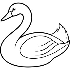 swan isolated mascot,swan silhouette,swan vector,icon,svg,characters,Holiday t shirt,black swan drawn trendy logo Vector illustration,swan line art on a white background