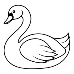 swan isolated mascot,swan silhouette,swan vector,icon,svg,characters,Holiday t shirt,black swan drawn trendy logo Vector illustration,swan line art on a white background