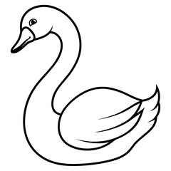 swan isolated mascot,swan silhouette,swan vector,icon,svg,characters,Holiday t shirt,black swan drawn trendy logo Vector illustration,swan line art on a white background