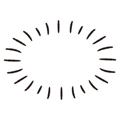 集中線のシンプルな手描きふきだし（白黒・単体・横書き）