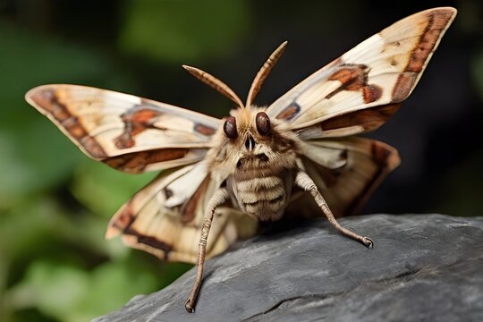 close up of one big moth in the nature Generative AI