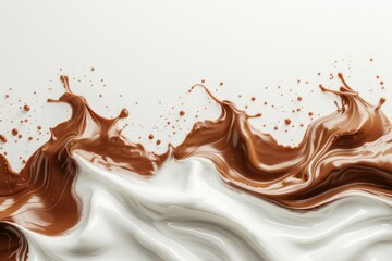 Swirling White and Brown Liquid on White Surface. Generative AI