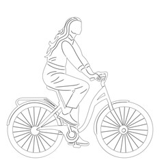 Naklejka premium woman on a bicycle, sketch on a white background vector
