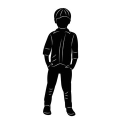 set of boy silhouette on white background vector