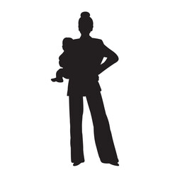 business lady with baby silhouette on white background vector